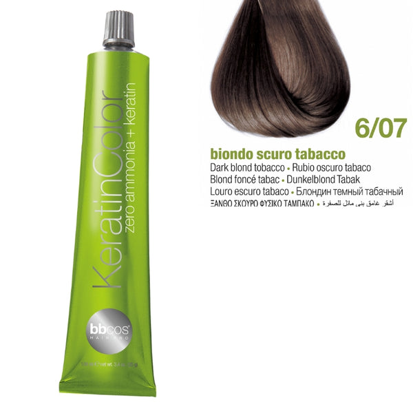 Bbcos Keratin Zero Ammonia Color 100ml 6/07 (Dark Blond Tobacco)