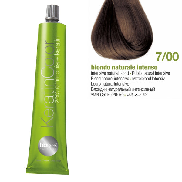 Bbcos Keratin Zero Ammonia Color 100ml 7/00 (Intense Natural Blond)