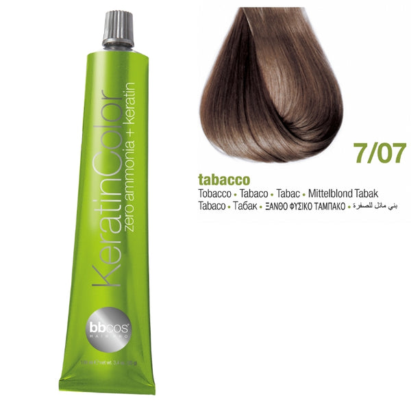 Bbcos Keratin Zero Ammonia Color 100ml 7/07 (Tobacco)