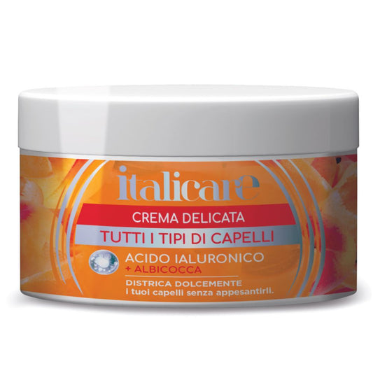 Italicare | Delicate Hair Cream/Conditioner | For All Kinds Of Hair | With Hyaluronic Acid + Apricot Extract | Untangle Your Hair Gently Without Weighing it Down | 300ml