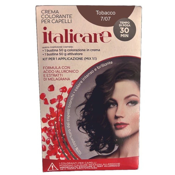 Italicare Oxydant Hair color | 7/07 Pure Tobaccoo Hair Coloring Cream | 50 g Hair Coloring Cream + 50 g Hair color Developer 20 volume 6% | Contains Hyaluronic Acid With Pomegranate Extract | 100% gray hair coverage | intense and brilliant color |