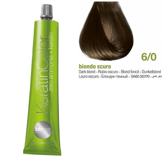 Bbcos Keratin Zero Ammonia Color 100ml 6/0 (Light Brown)